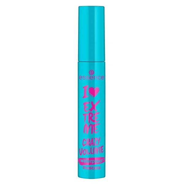 Máscara de pestañas resistente al agua Essence I Love Extreme Crazy Volume - Máscara negra de larga duración, con efecto voluminizador y libre de crueldad animal