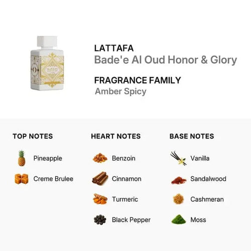Bade'e Al Oud Honor & Glory de Lattafa Unisex Eau de Parfum en spray 3.4 oz