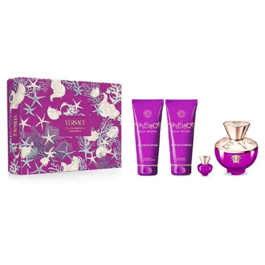 Coffret 4 pièces Dylan Purple de Versace pour femme, eau de parfum en vaporisateur
