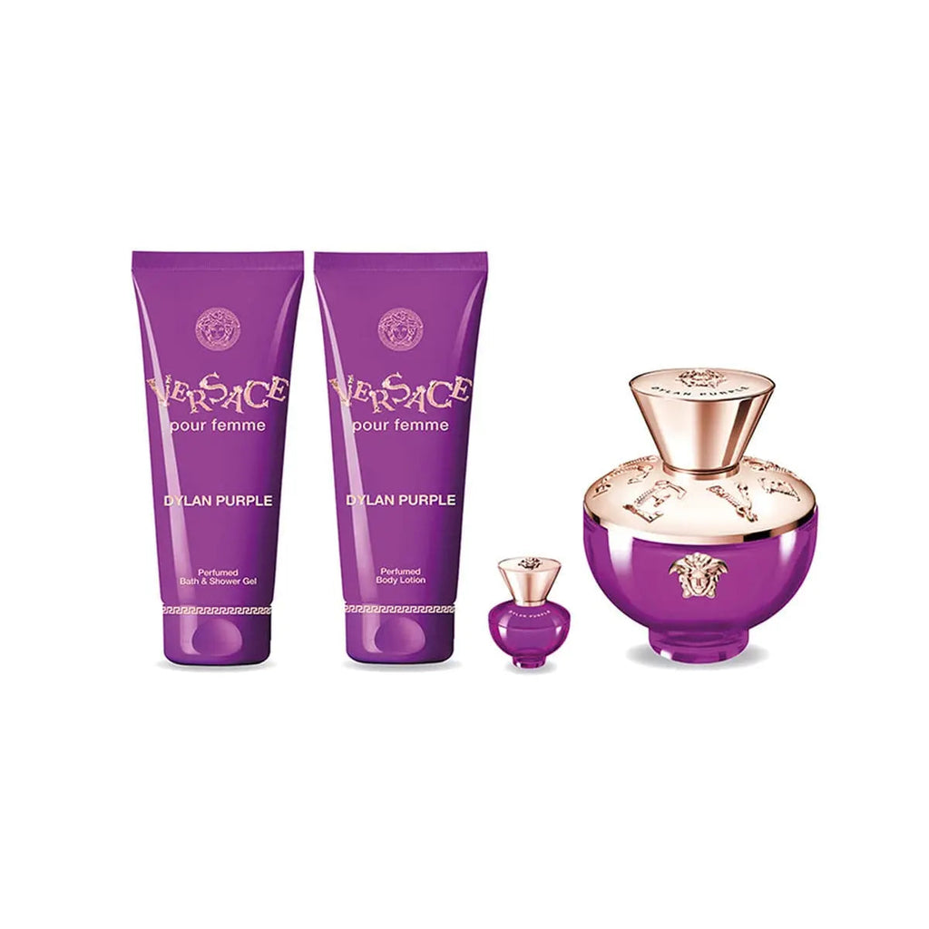 Coffret 4 pièces Dylan Purple de Versace pour femme, eau de parfum en vaporisateur