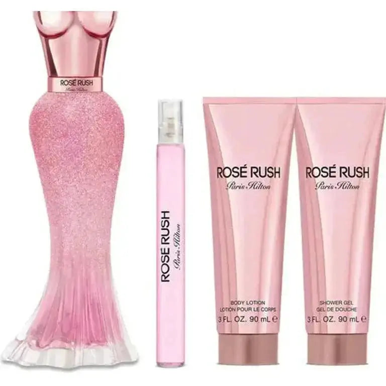 Set de 4 piezas Rose Rush de Paris Hilton, EDP en spray de 3.4 oz para mujer