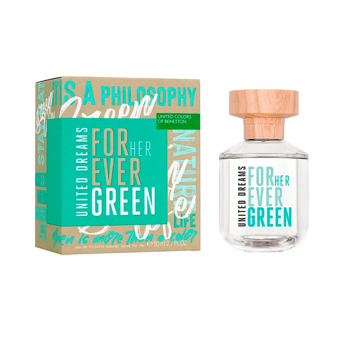 United Dreams Forever Green For Her de Benetton para mujer, Eau de Toilette en spray de 2.7 oz